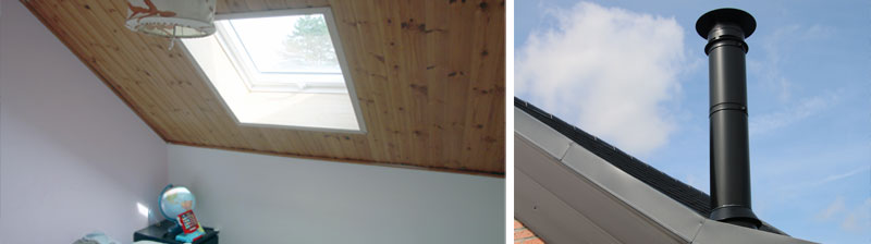 Segers: Velux plus de lumiere, Conduit de cheminée isolé